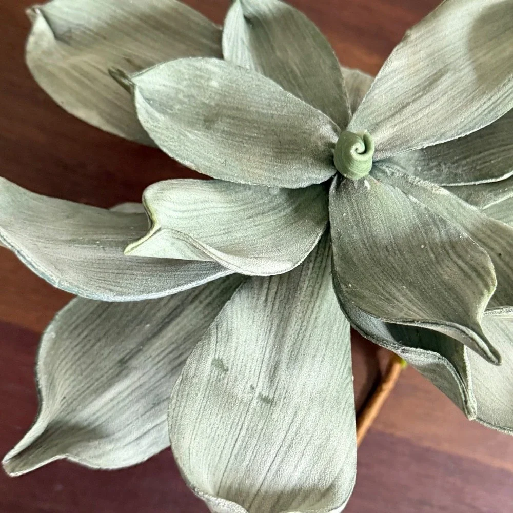 Designer Faux Floral Stem Lot Large Cream Flowers Green Foliage Realistic  30